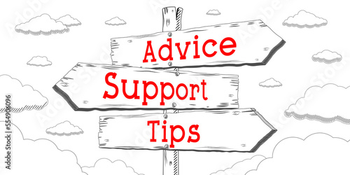 Advice, support, tips - outline signpost with three arrows