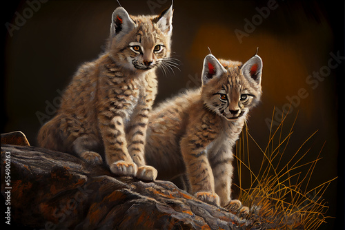 Lynx cubs oil painting generative art