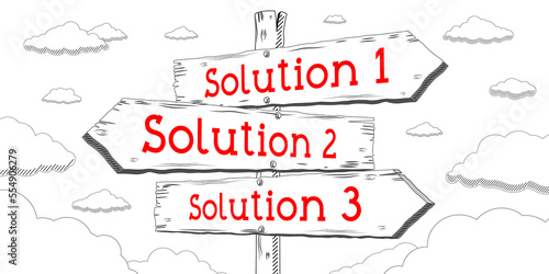 Solution 1  2  3 - outline signpost with three arrows