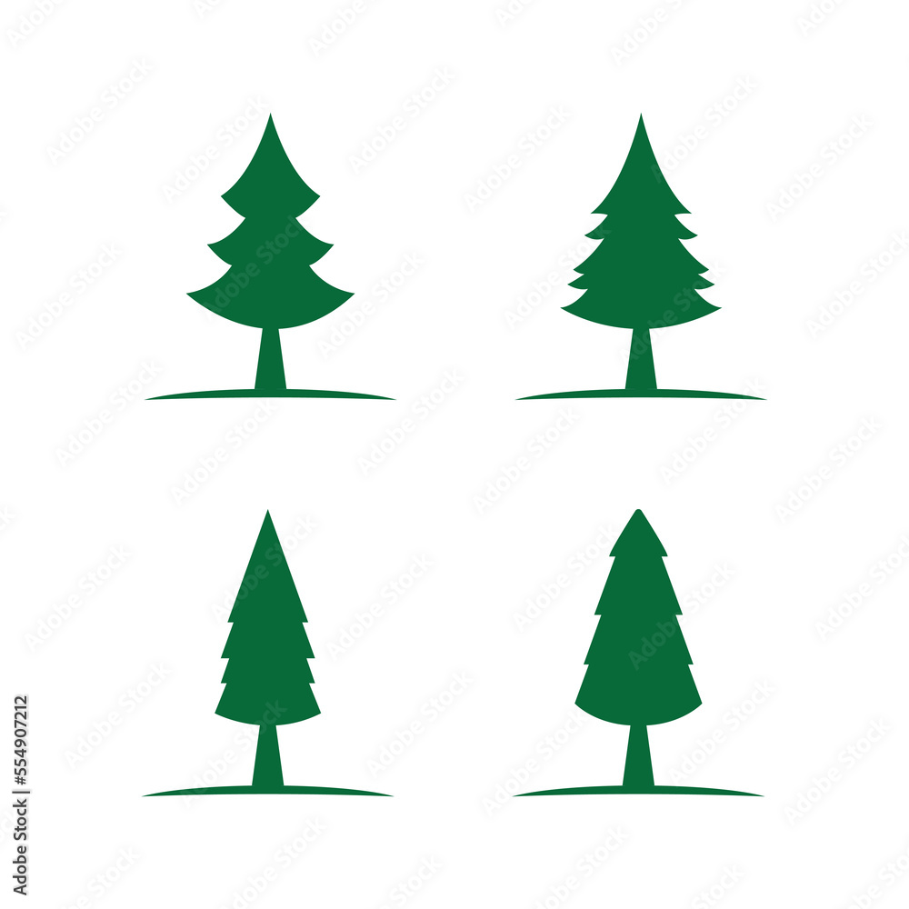 Obraz premium Pine tree illustration vector flat design template
