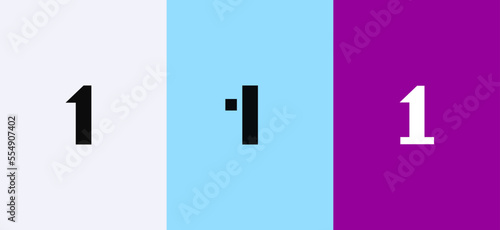 Set of number 1 minimal logo icon design template elements