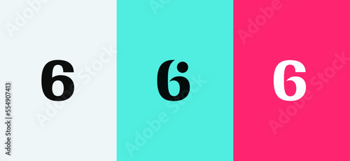 Set of number 6 minimal logo icon design template elements