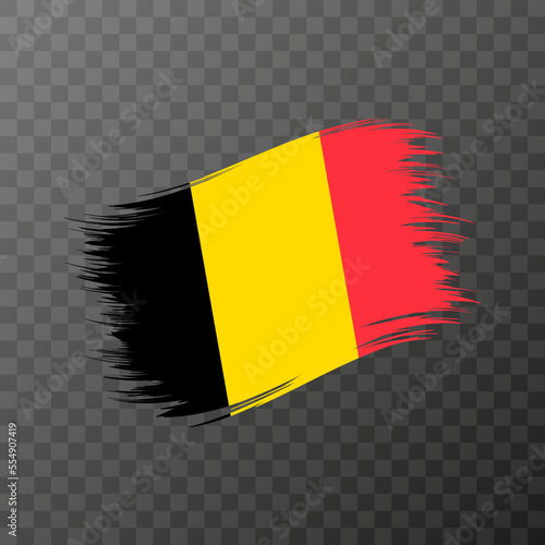 Belgium national flag. Grunge brush stroke. Vector illustration on transparent background.