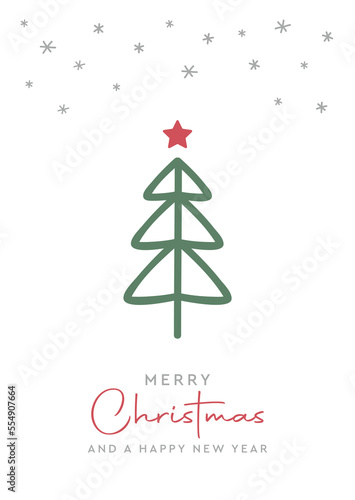 christmas postcard with abstract fir tree design