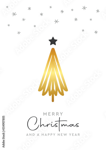christmas postcard with abstract fir tree design