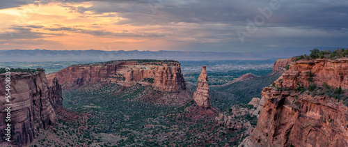 Sunset at Colorado National Monument in Grand Junction, Colorado- Independence Monument view	 photo