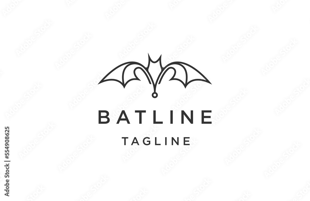 Bat line logo design template flat vector Bat line logo design template flat vector