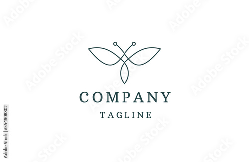 Butterfly line logo icon design template flat vector