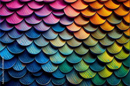 Wallpaper Mural Rainbow fish scale pattern generative art Torontodigital.ca