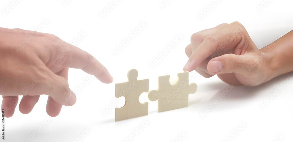 Connecting jigsaw puzzle. Business solutions success Connecting jigsaw puzzle. Business solutions success