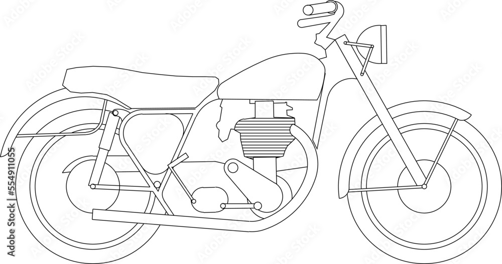 UNIQUE CLASSIC MOTORCYCLE minimalist sketch illustration