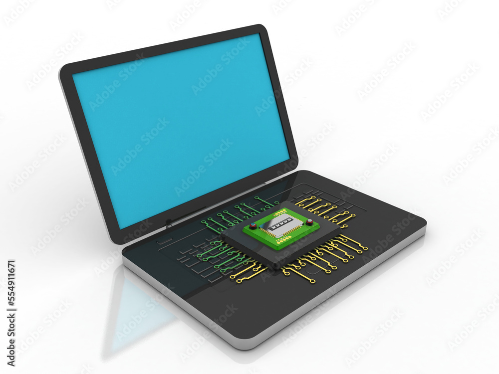 3d rendering latest computer microchips in laptop 3d rendering latest computer microchips in laptop