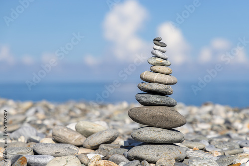 Photography Stack of stones on the sea beach