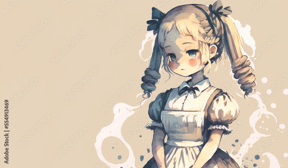かわいらしいメイドの女の子のイラスト かわいらしいメイドの女の子のイラスト