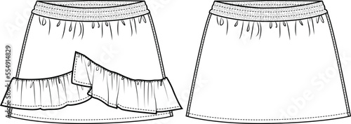 GIRLS AND TEENS WEAR SKIRT WITH FRILLS VECTOR