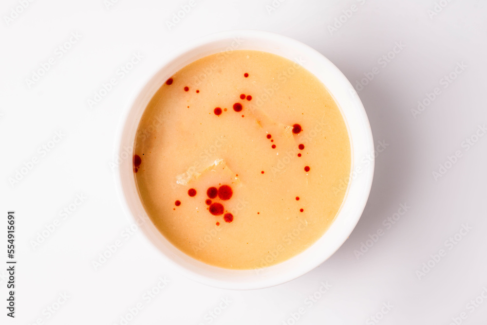 cheese soup on a white background cheese soup on a white background