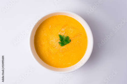 pumpkin soup on a white background