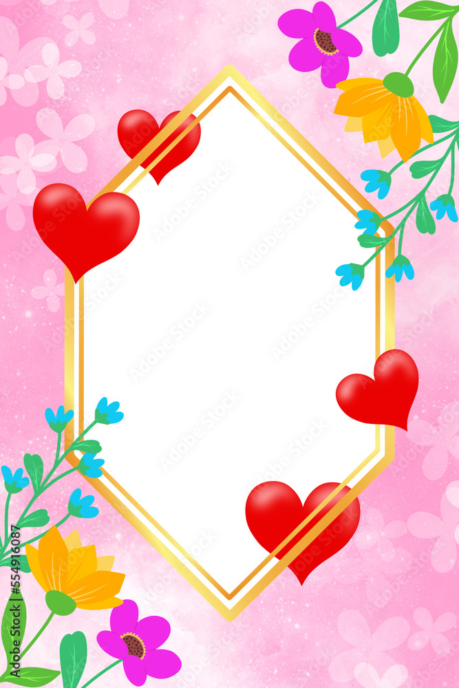 Valentine Love Frame Background Flower