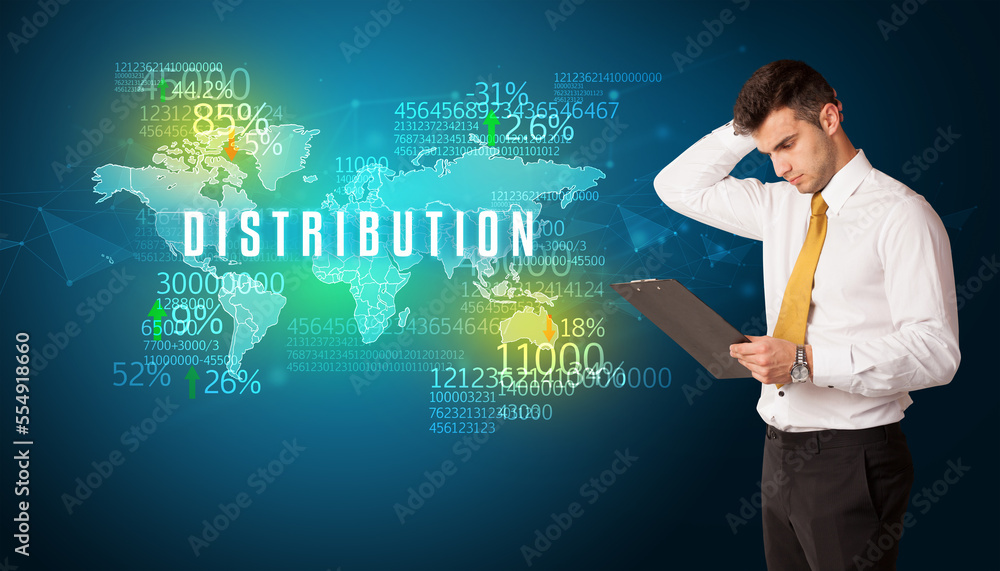 Businessman thinking about market concept Businessman thinking about market concept