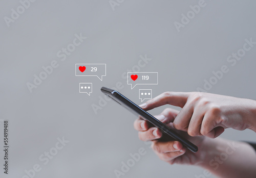 social media Social network concept with smartphone.