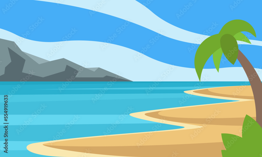Palm tree on the beach landscape background