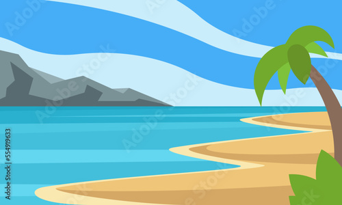 Fototapeta Naklejka Na Ścianę i Meble -  Palm tree on the beach landscape background