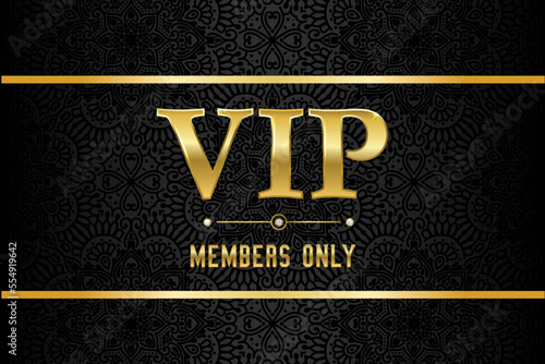 luxury gold and black premium vip card for club members only, black friday background with gold ribbon