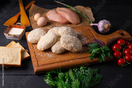 semi-finished products, chicken fillet cutlets