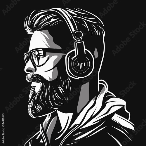 man listening to music