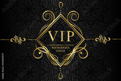 luxury gold and black premium vip card for club members only, christmas background with golden star