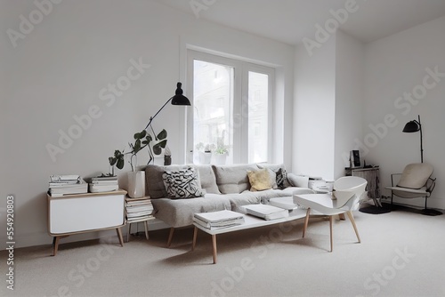 modern luxury European apartment loft interior with scandinavian furniture design