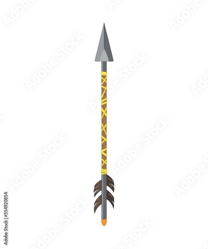 Vector of colorful arrow. African and Native American arrow with feather.