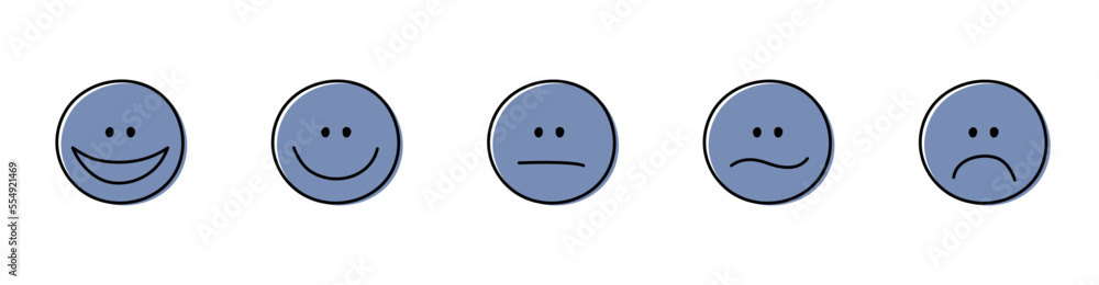 Fototapeta premium Cartoon emoticons. Appraisal concept. Vector