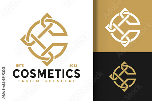Letter C Flower Cosmetic Logo Design Vector Illustration Template