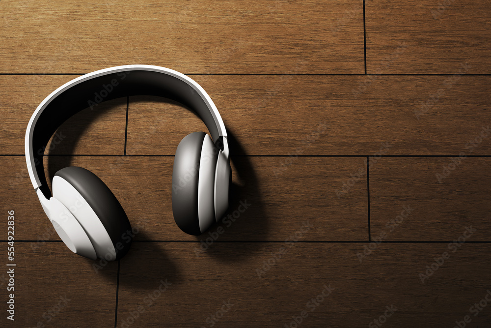 White headphones on 3d illustration