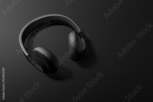 Headphones 3d illustration on black background