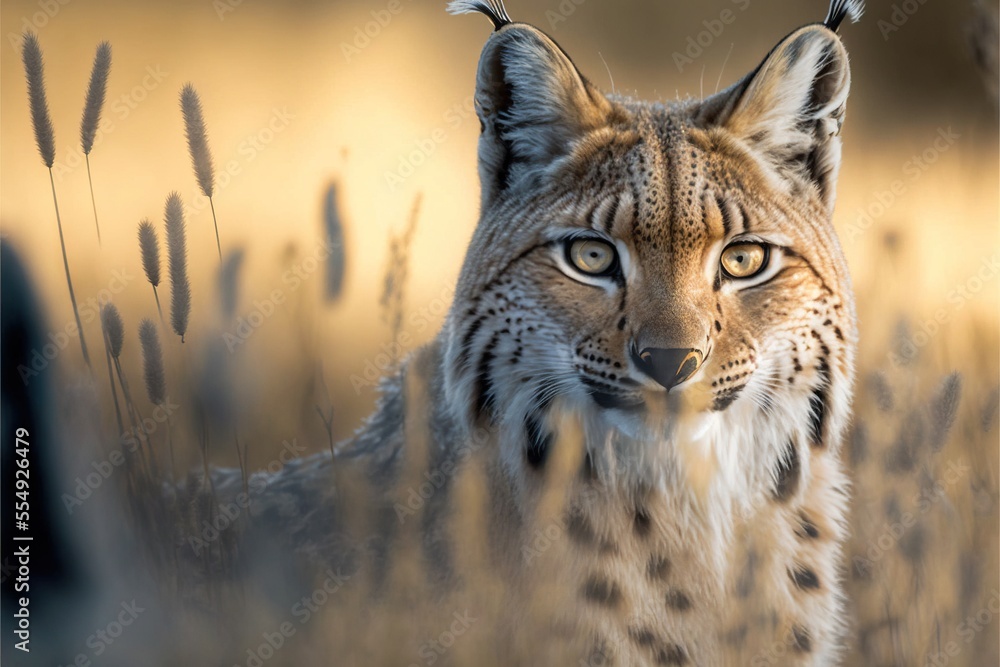 Fototapeta premium lynx Generative AI wildlife shot with copy space