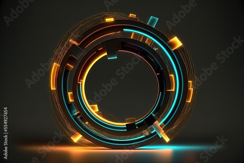 abstract geometry illuminated neon ring Generative AI