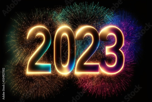 New year 2023 sparkling fireworks Generative AI
