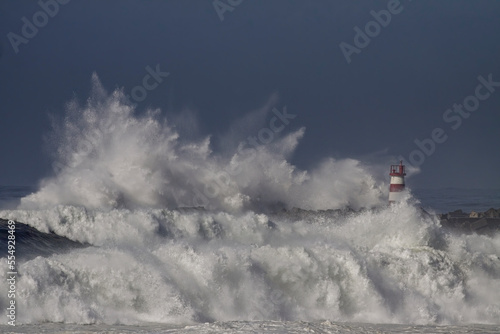 Harbor unnder heavy storm photo