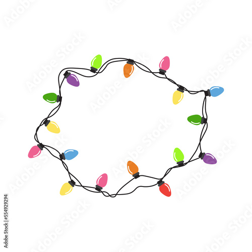 Christmas lights string isolated on white background