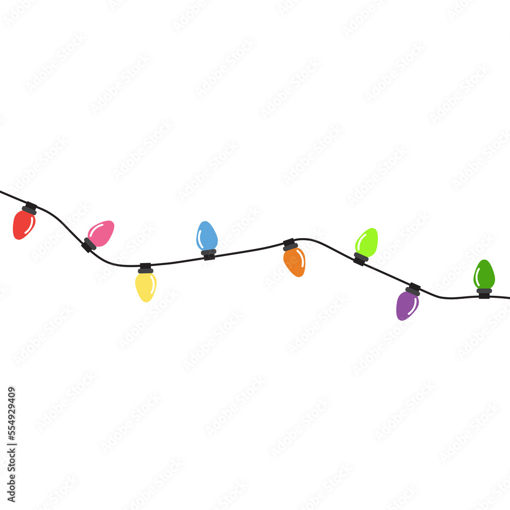 Christmas lights string isolated on white background Christmas lights string isolated on white background