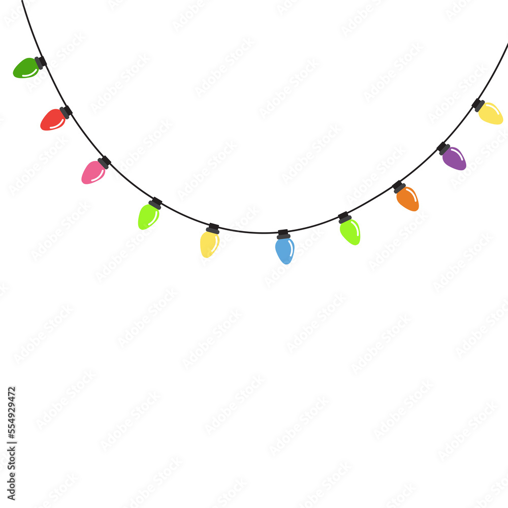 Christmas lights string isolated on white background Christmas lights string isolated on white background