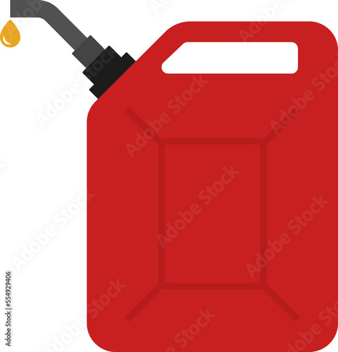 Can of fuel. Canister with gasoline. Red jerrycan with fuel. Icon of jerry for diesel and petrol. Flat cartoon icon vector.