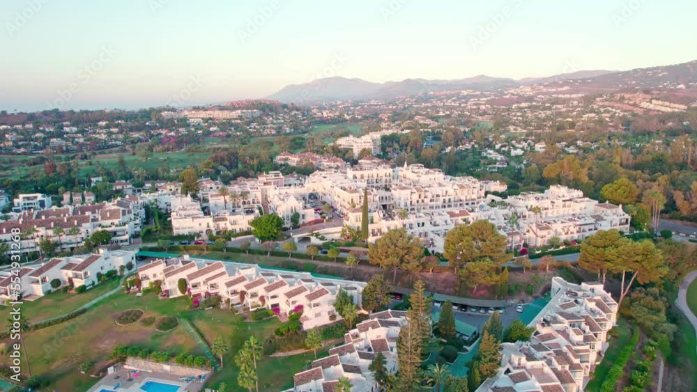 Aerial view of villas on sunrise Marbella Spain Aerial view of villas on sunrise Marbella Spain