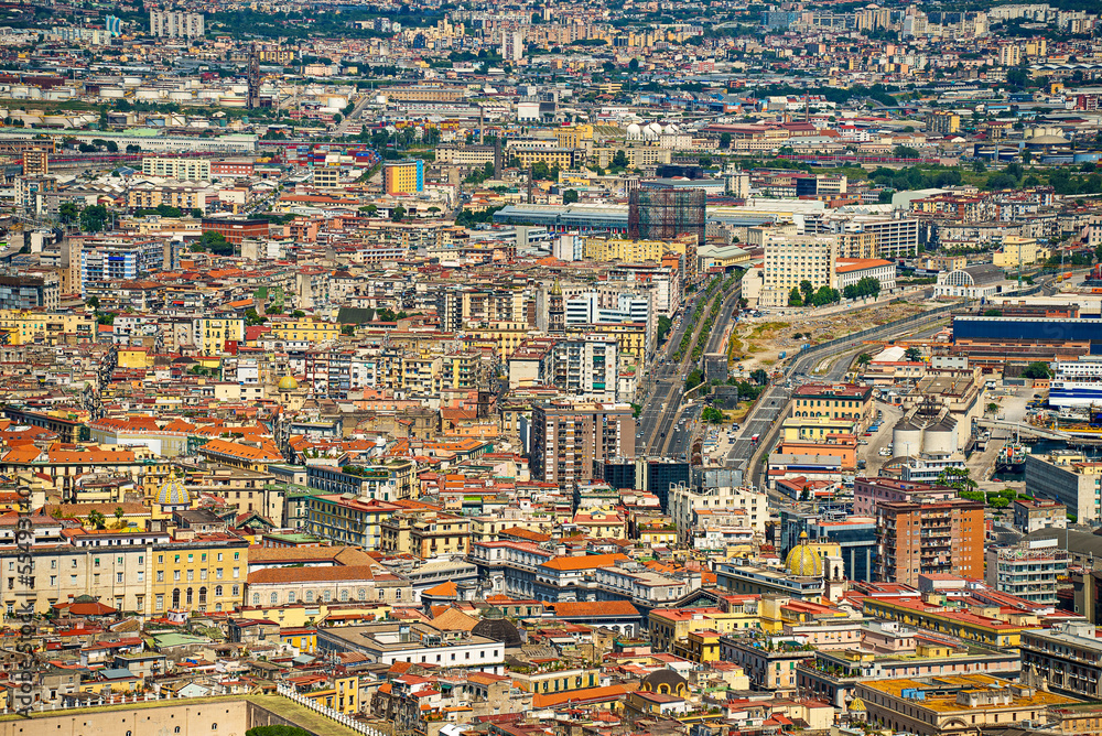 Dense housing development street of Naples in Italy.