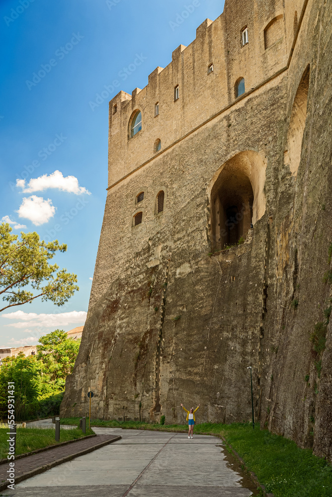 Castle of Sant'Elmo compared to the size of woman. Castle of Sant'Elmo compared to the size of woman.
