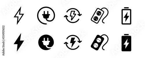 Energy electricity icon set power symbol vector design collection