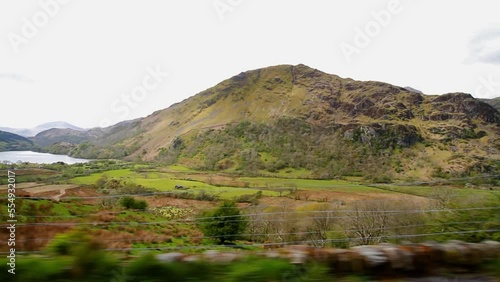 Video, View over Beautiful Nant Gwynant Pass, Snowdonia, North Wales, UK, landscape photo