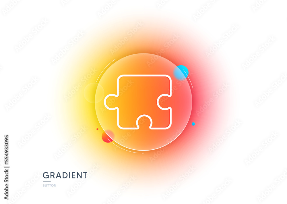 Puzzle piece line icon. Gradient blur button with glassmorphism. Jigsaw game shape sign. Business strategy element. Transparent glass design. Puzzle line icon. Vector Puzzle piece line icon. Gradient blur button with glassmorphism. Jigsaw game shape sign. Business strategy element. Transparent glass design. Puzzle line icon. Vector